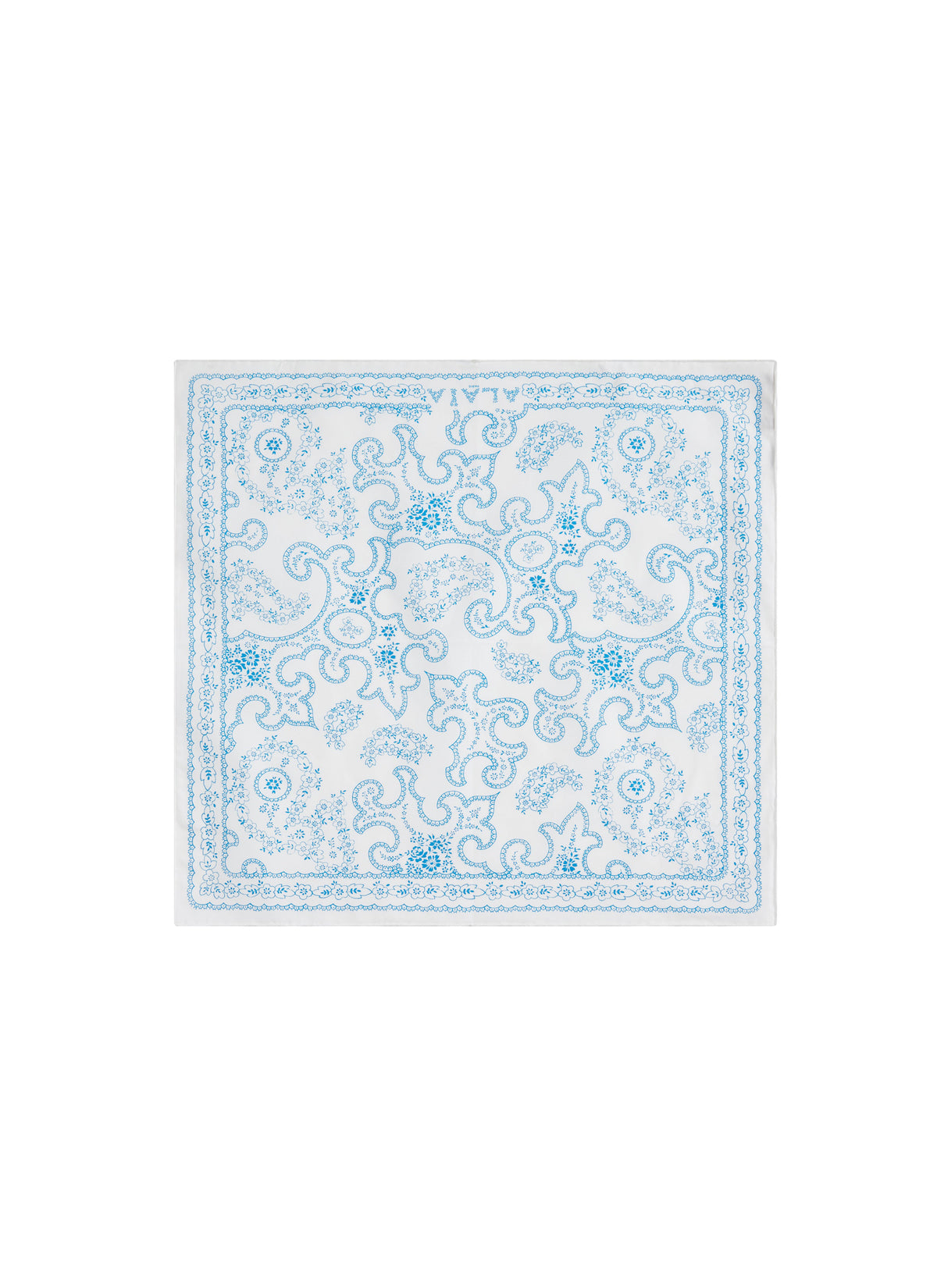 Printed square scarf 45x45 - Pearl & Blue