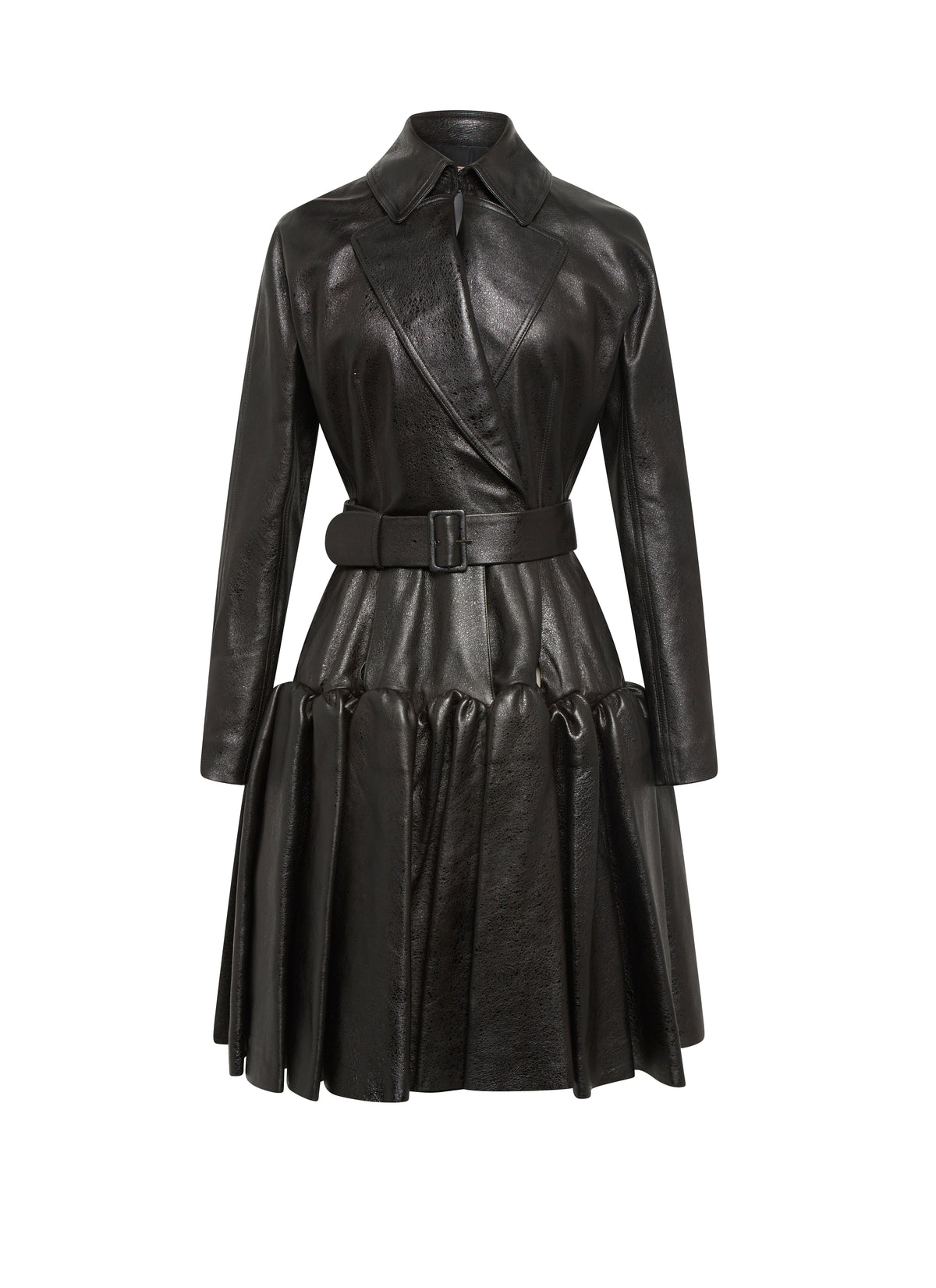 Pleated leather coat - Grey