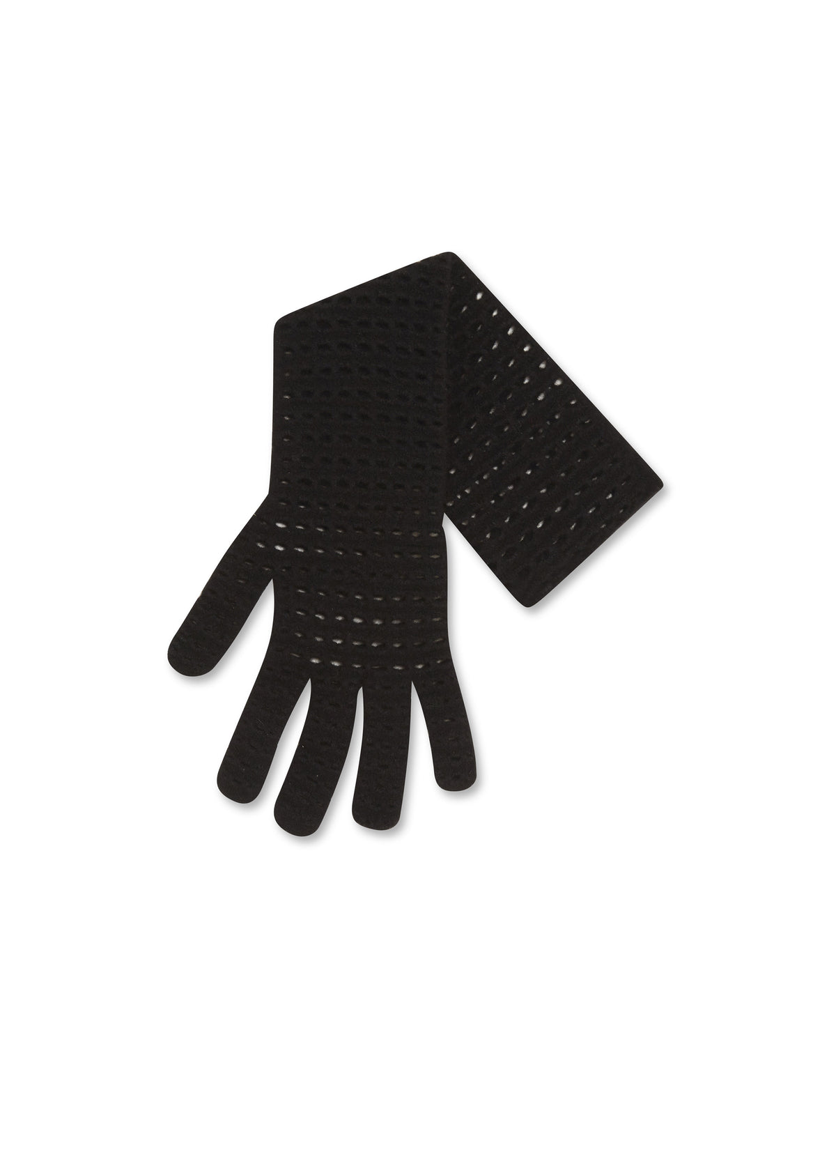 33cm glove with wool flowers - Black intense