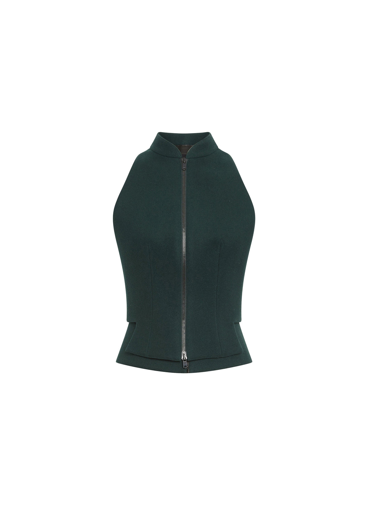 Sleeveless wool cardigan with zip - Imperial Green