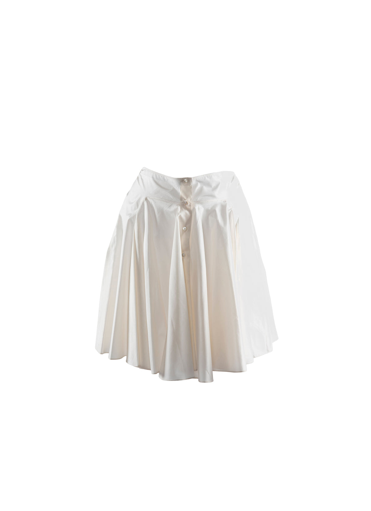 Short flared skirt with silk buttons - White