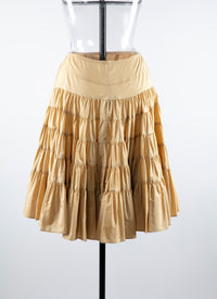 Pleated silk back skirt - Fawn