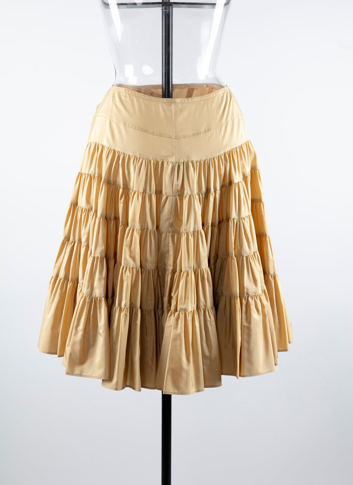 Pleated silk back skirt - Fawn