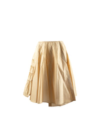 Pleated silk back skirt - Fawn