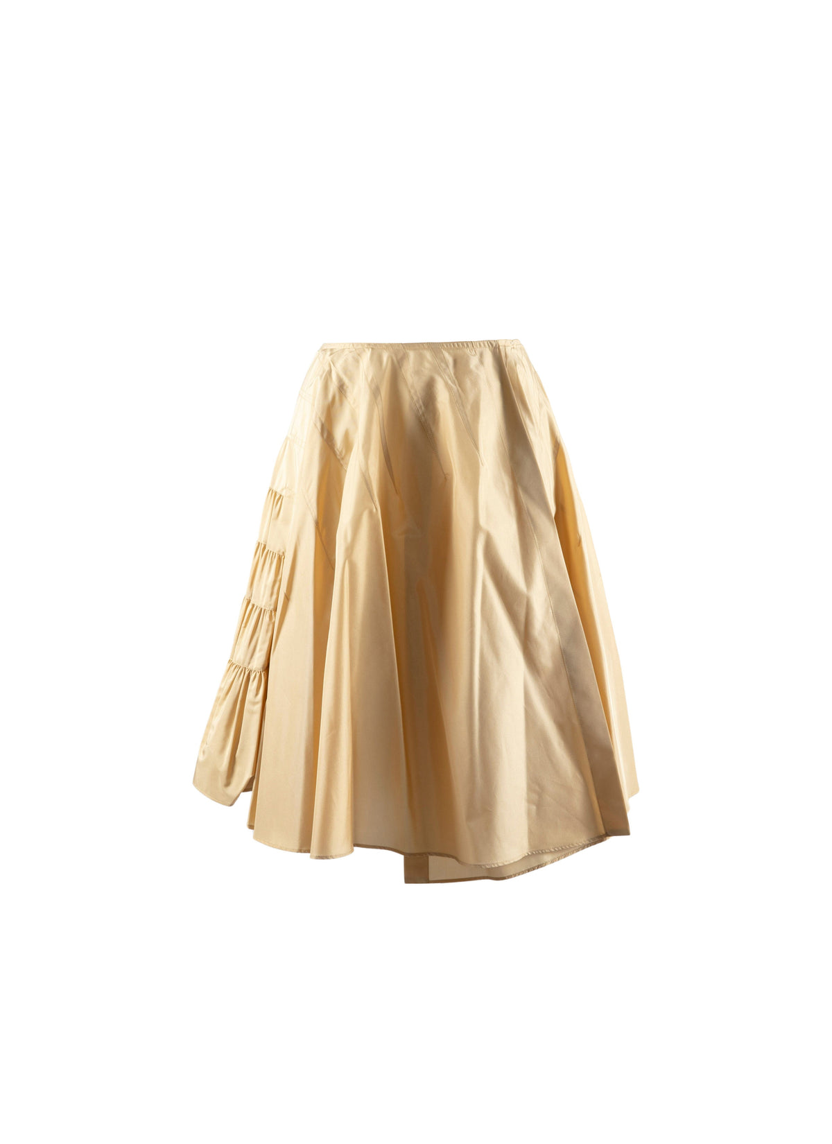 Pleated silk back skirt - Fawn