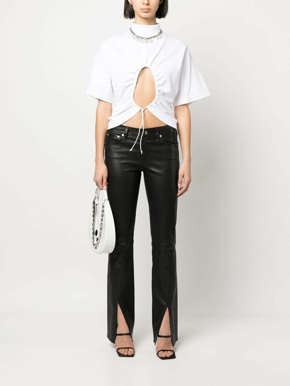 Stand-up collar crew neck T-shirt - White