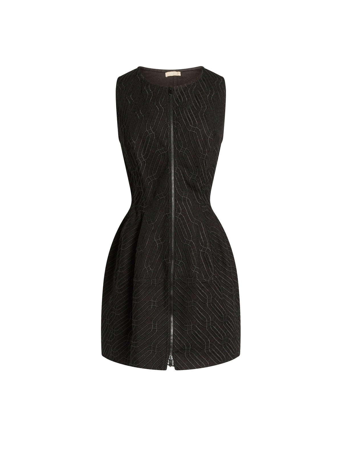 Robe courte brodée à zip - Noir