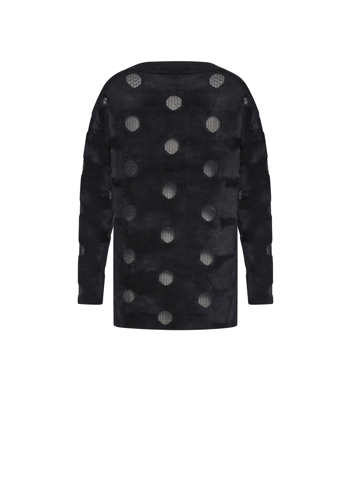 Long-sleeved round perforated jumper - Black intense
