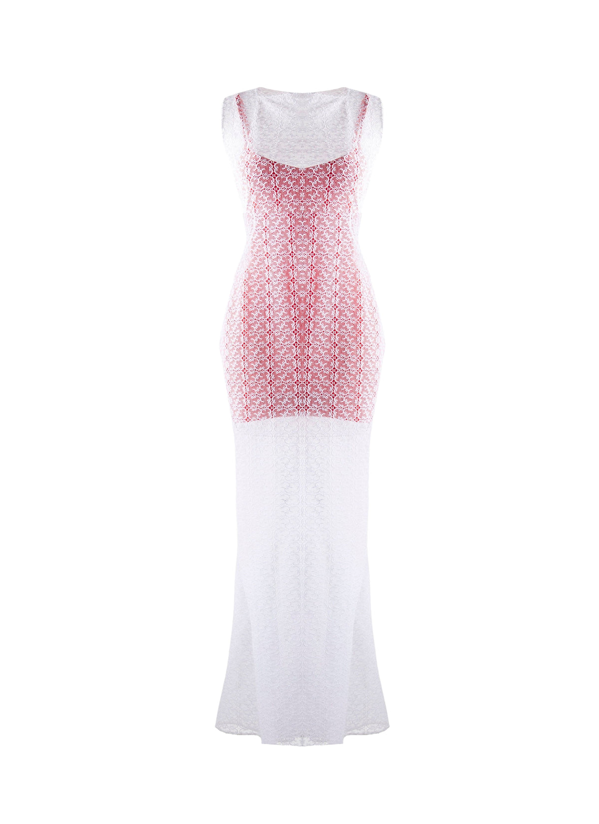 Pencil dress - White & Red