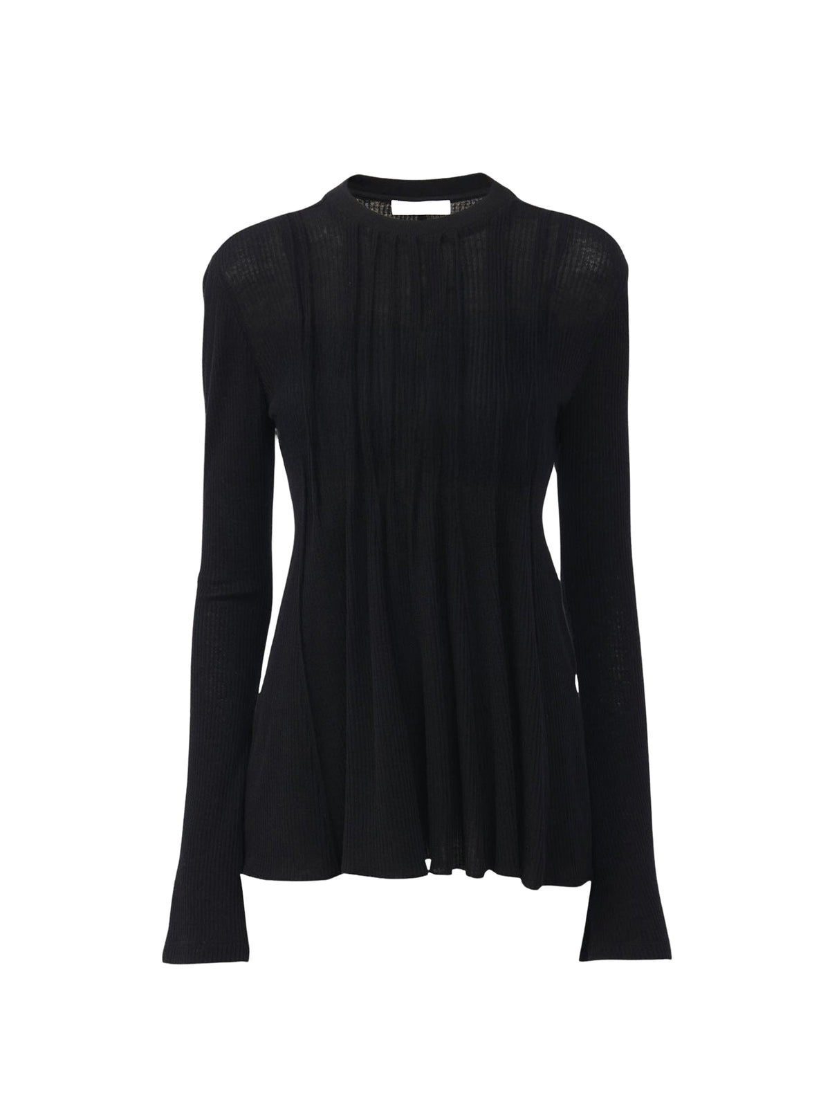 Pull manches trompette en laine - Black