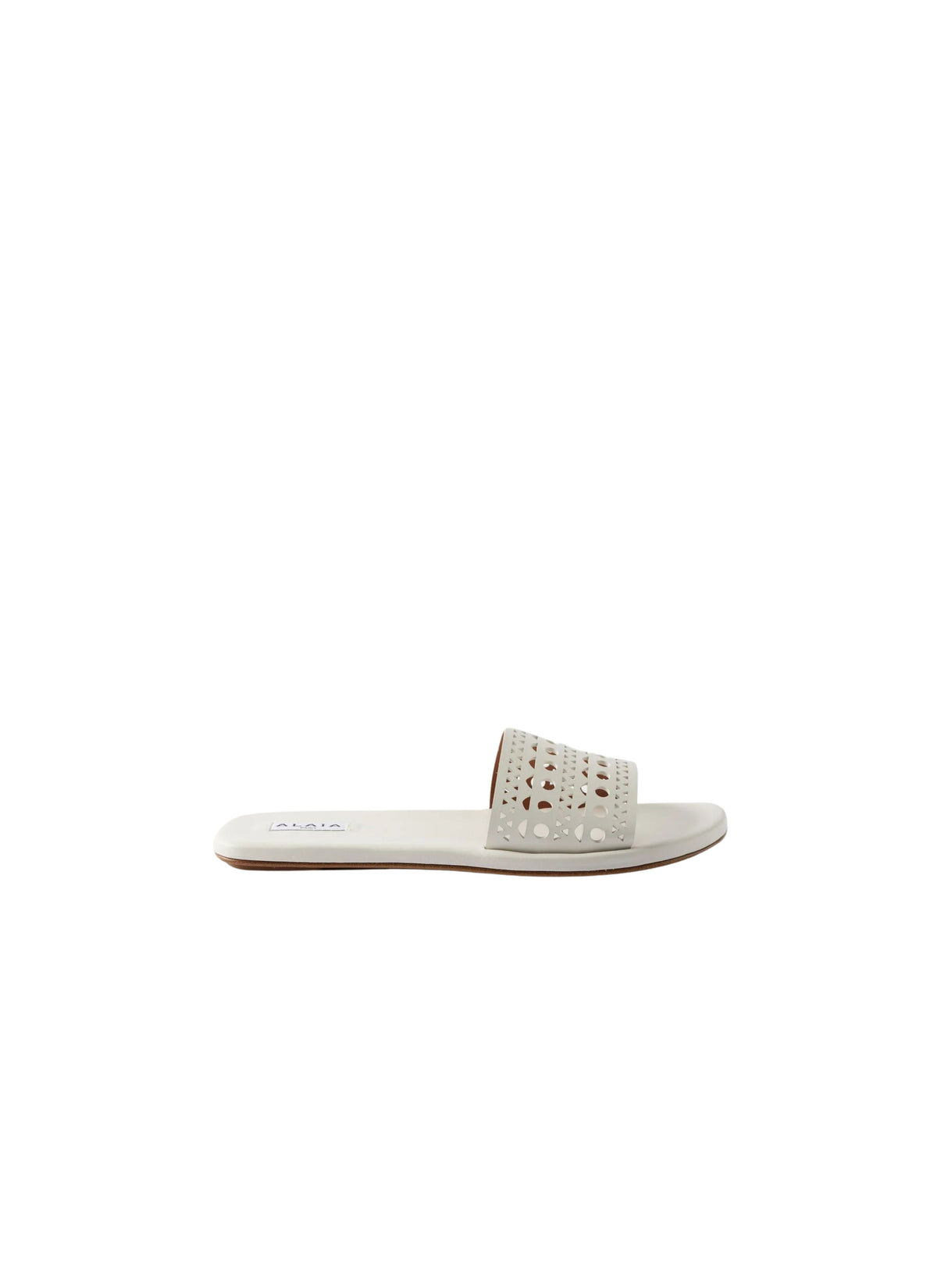 Openwork leather mules - White & Silver