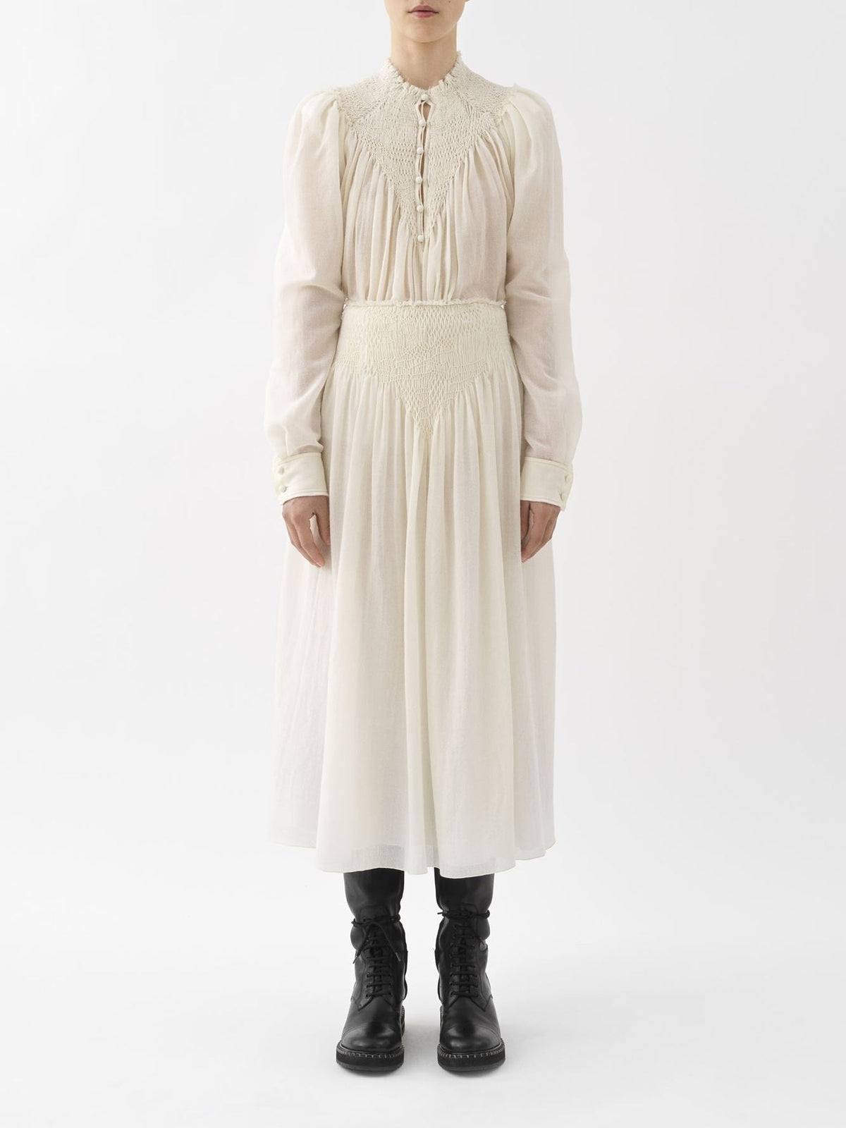 Jupe ample corset en laine - Seedpearl Beige