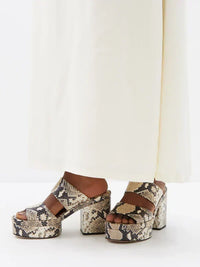 Mules compensées Odina 100 en cuir - Eternal Grey