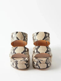 Mules compensées Odina 100 en cuir - Eternal Grey