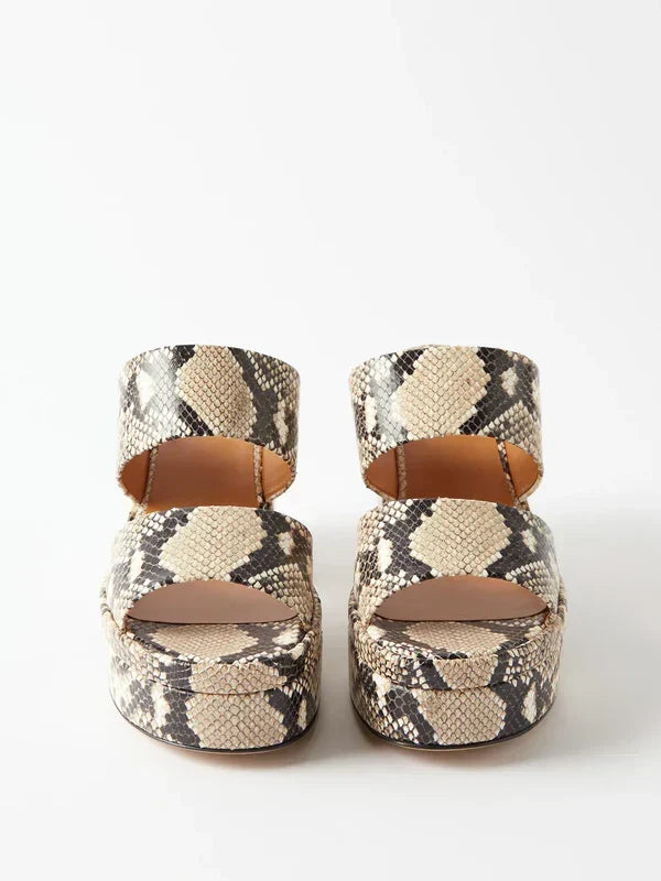Mules compensées Odina 100 en cuir - Eternal Grey