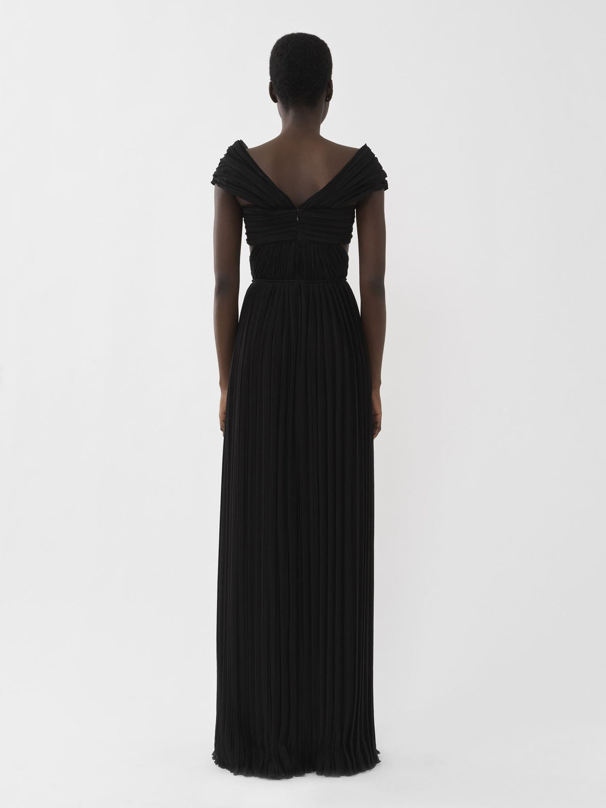 Robe plissée épaules nues en soie - Peppery Red