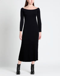 Robe à manches longues col bateau en laine et cachemire - Dark Night Blue