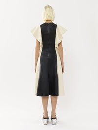 Robe midi à volants en cuir - Black & White