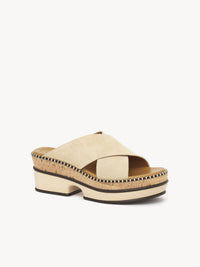 Mules compensées Laia en cuir - Biscotti Beige