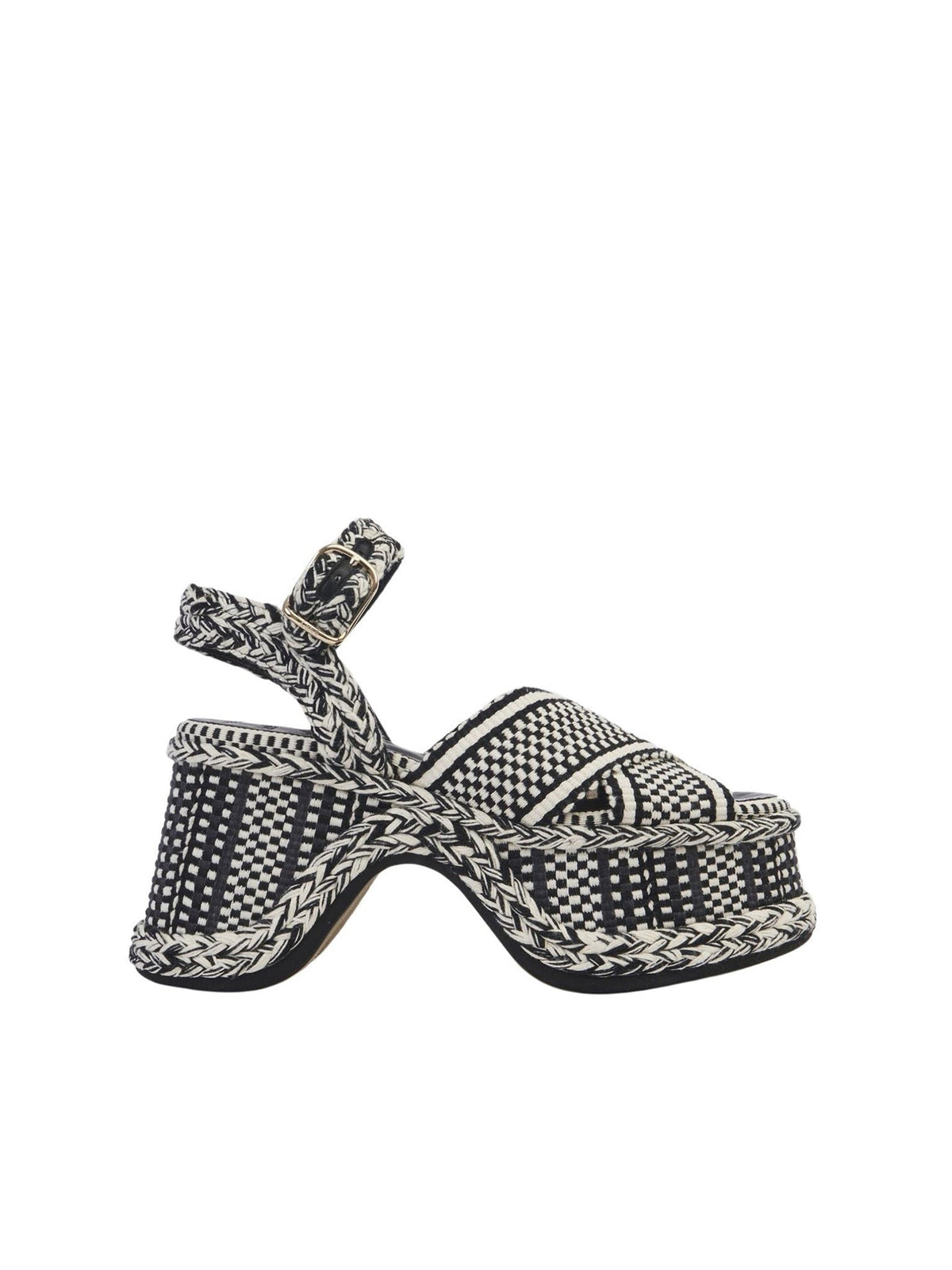 Sandales compensées Meril 100 en cuir - White & Black