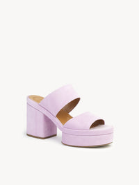 Mules compensées Odina 100 en cuir - Creamy Lilac