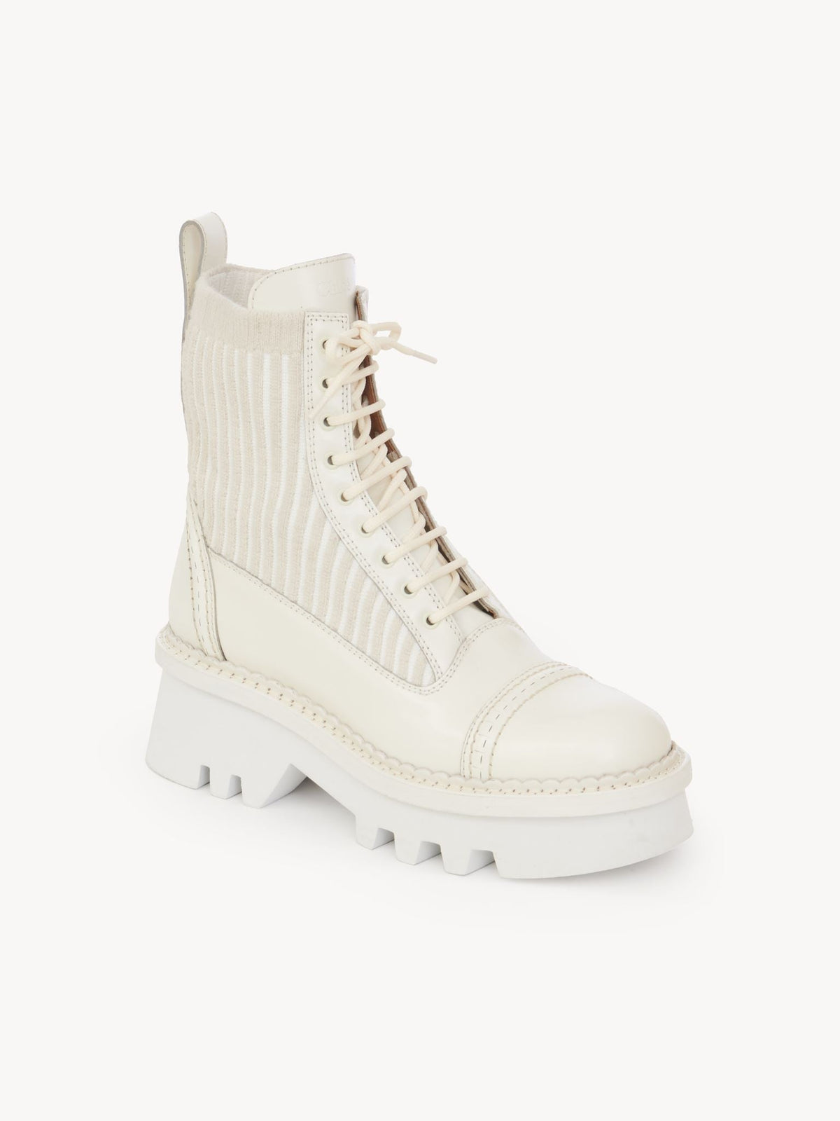 Bottines Owena à lacets 50 en cuir - Cloudy White