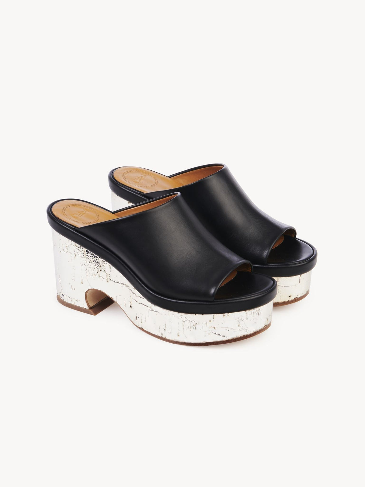 Mules compensées Oli 85 en cuir - Black