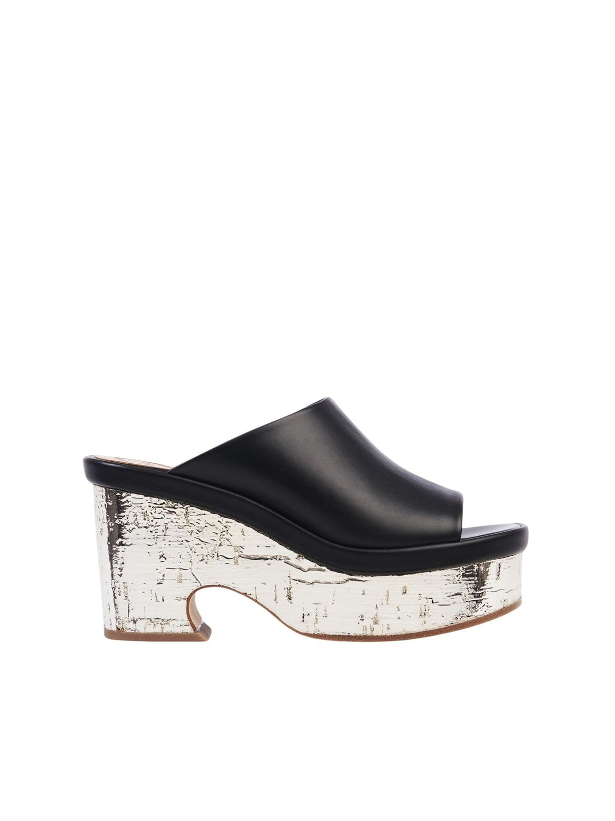 Mules compensées Oli 85 en cuir - Black