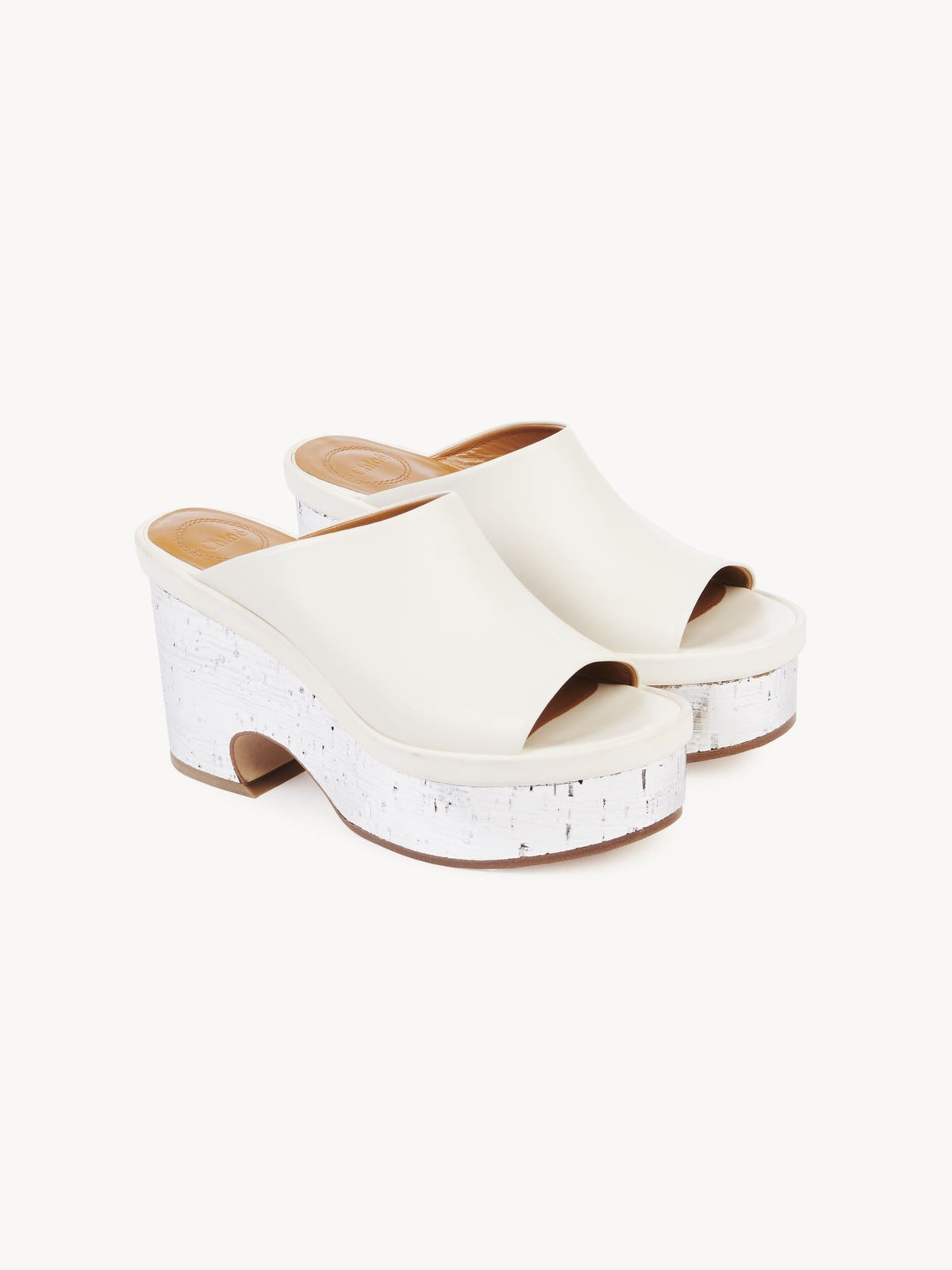 Mules compensées Oli 85 en cuir - White