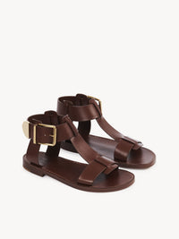 Sandales plates Rebecca 10 en cuir - Brunet Brown