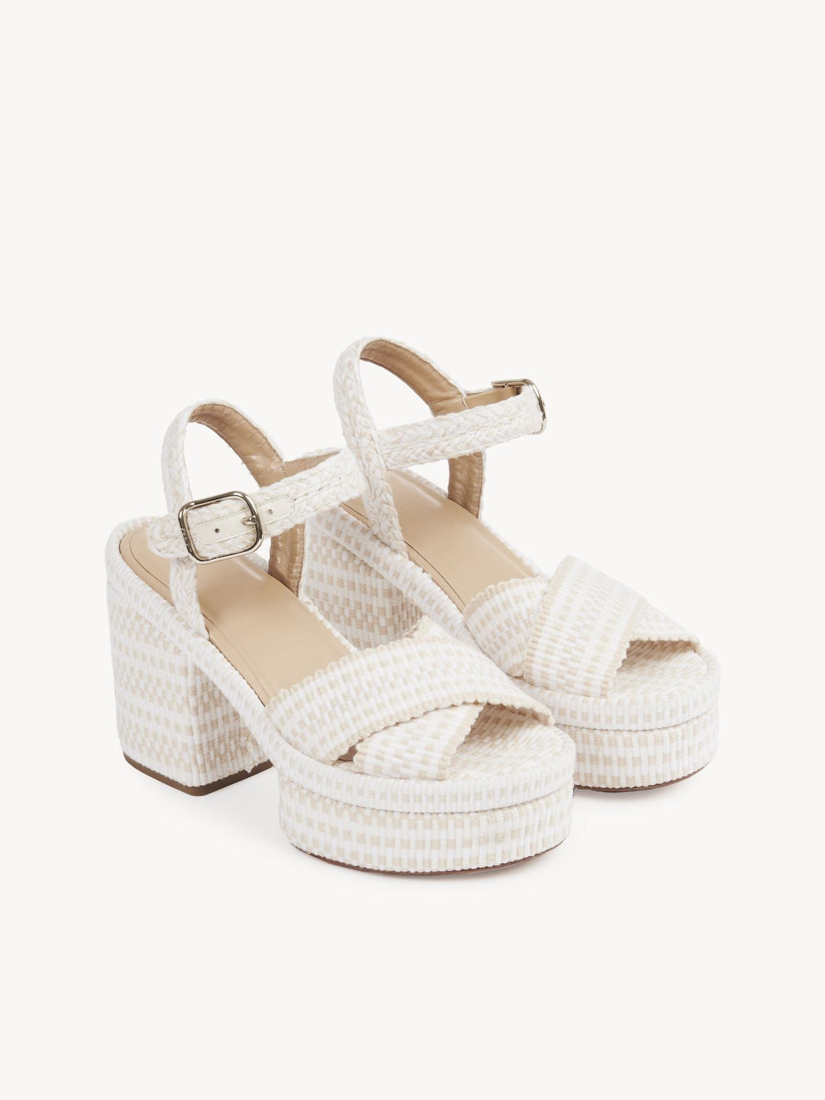 Sandales compensées Odina 90 en cuir - Eggshell