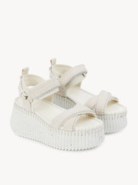 Sandales compensées Nama en cuir - White