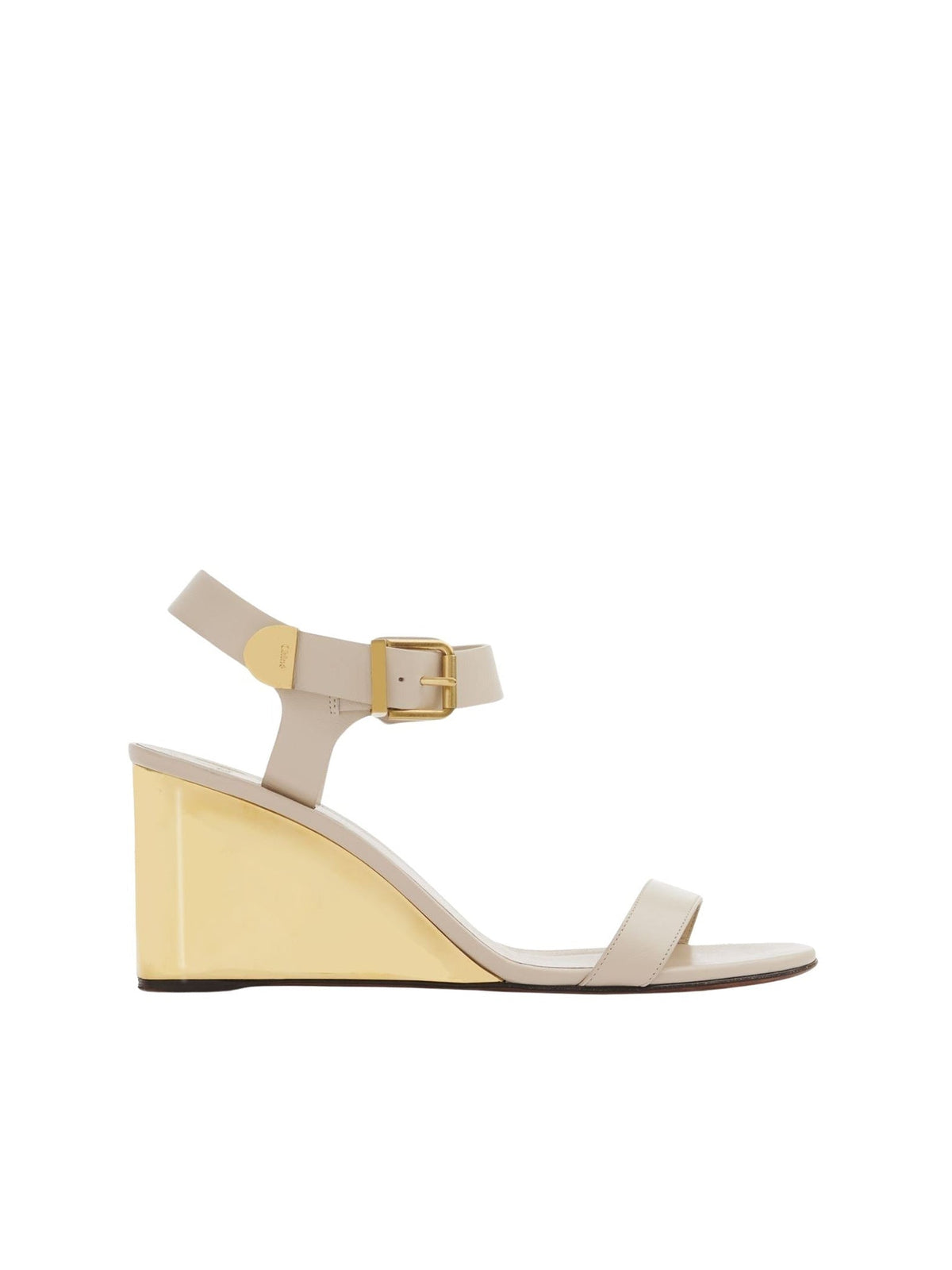 Sandales compensées Rebecca 70 en cuir - Pearl Beige