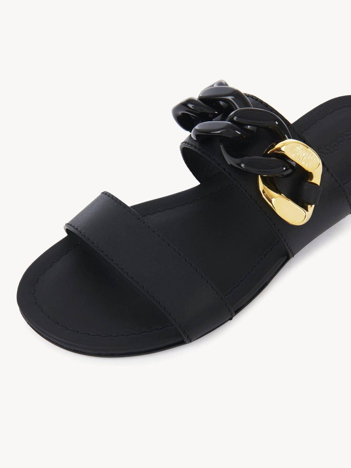 Mules plates 50 Monyca en cuir - Black