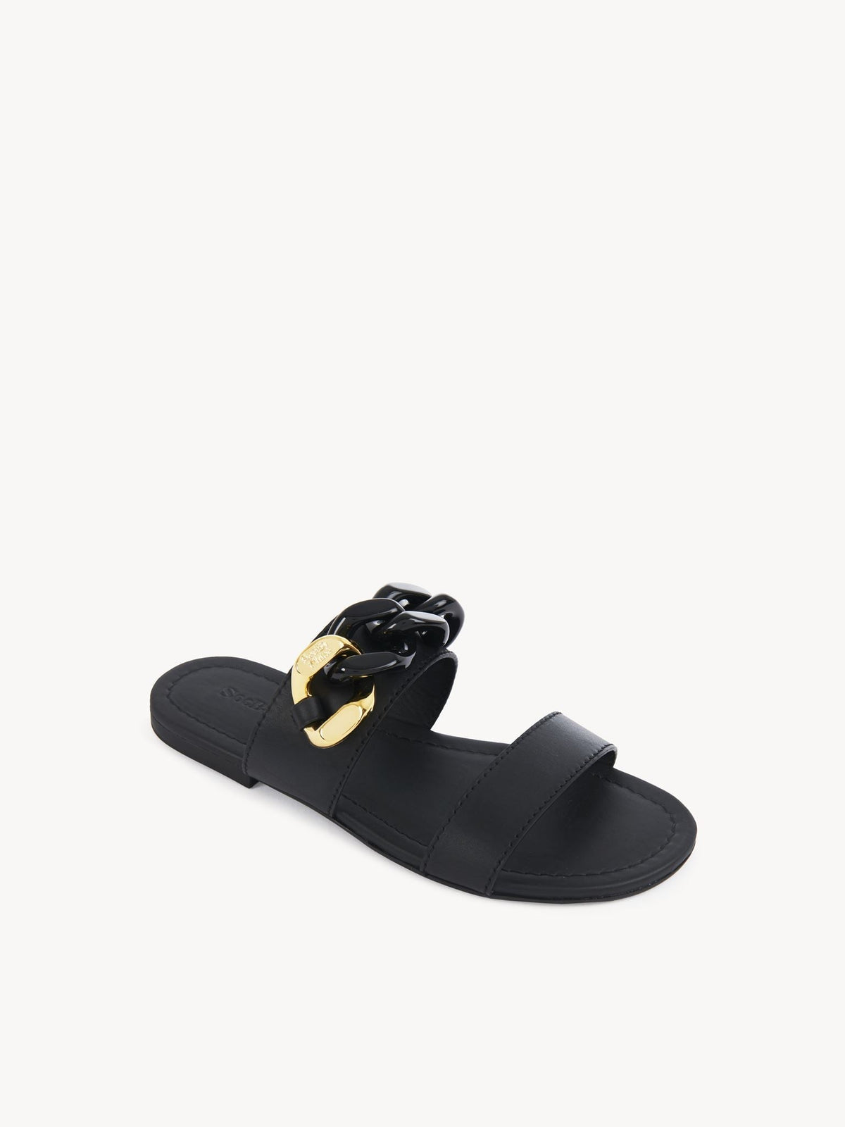 Mules plates 50 Monyca en cuir - Black