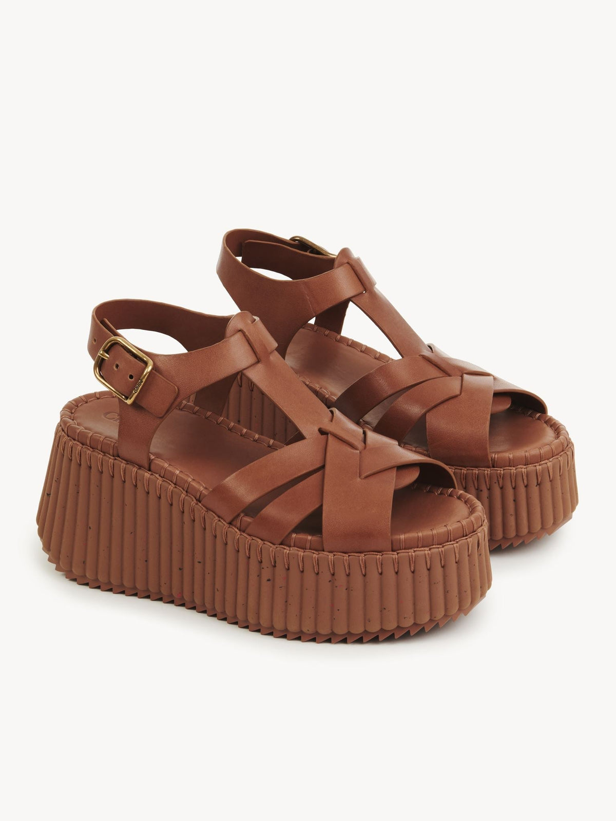 Sandales compensées Nama 80 en cuir - Ginger Brown