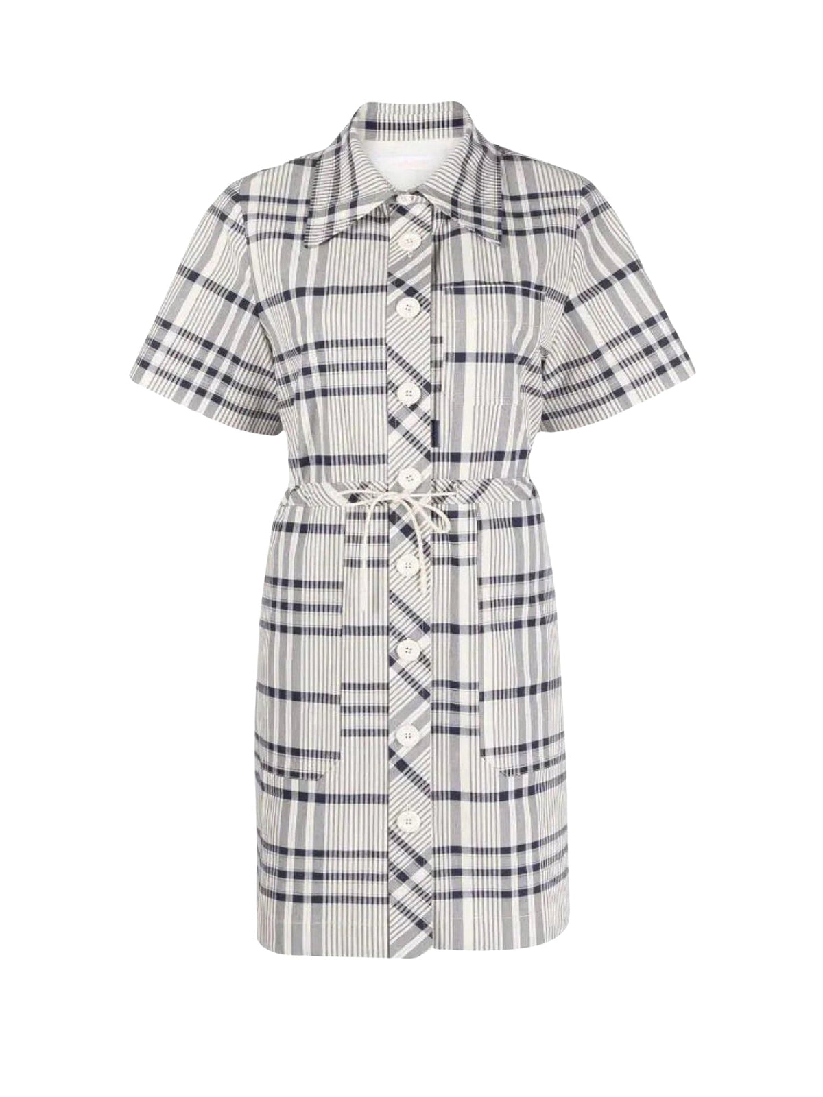 Robe cintrée à carreaux - White & Blue