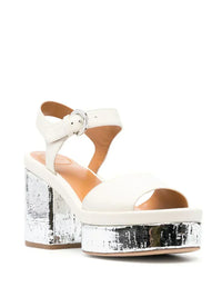 Sandales compensées Odina 100 en cuir - White