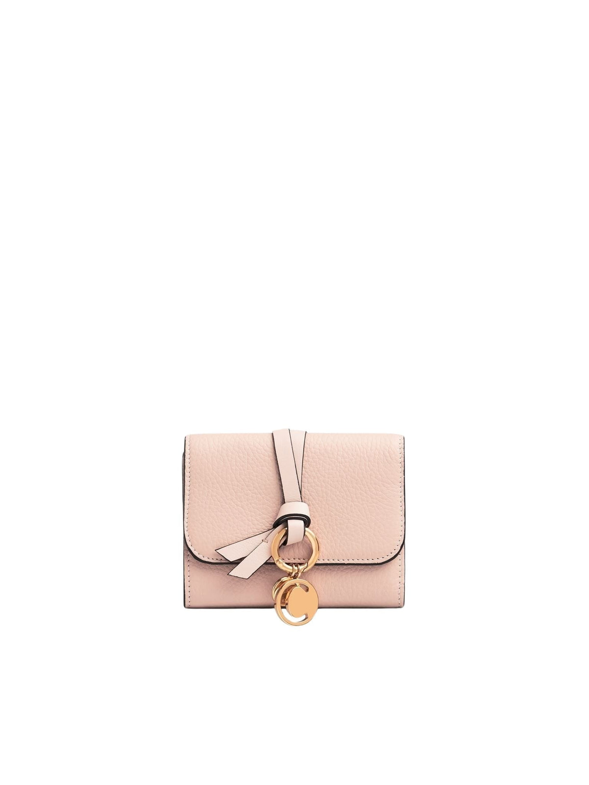 Portefeuille compact à trois volets Alphabet en cuir - Blush Nude