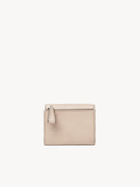 Portefeuille compact à trois volets Edith en cuir - Cement Pink