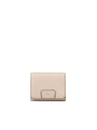 Portefeuille compact à trois volets Edith en cuir - Cement Pink