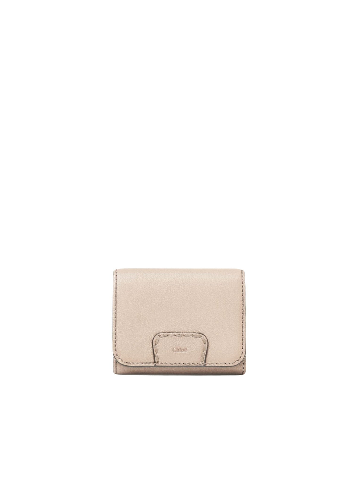 Portefeuille compact à trois volets Edith en cuir - Cement Pink