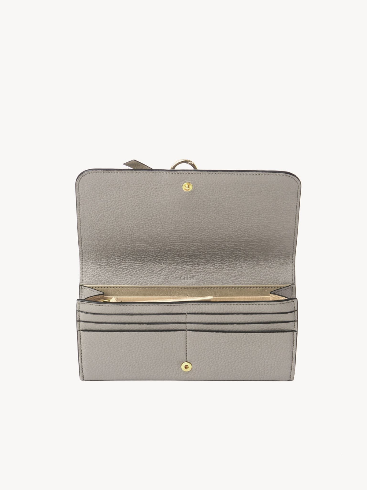 Portefeuille long à rabat Alphabet en cuir - Cashmere Grey