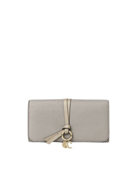 Portefeuille long à rabat Alphabet en cuir - Cashmere Grey