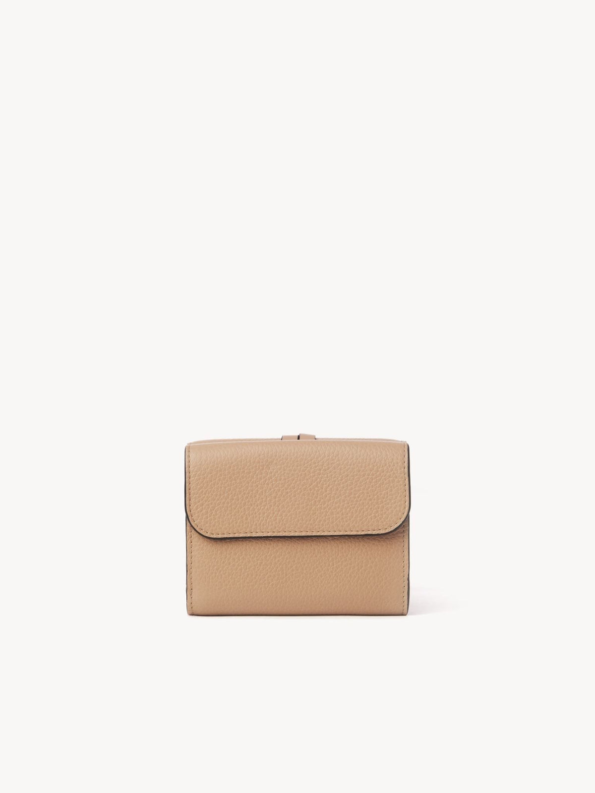 Portefeuille compact à trois volets Alphabet en cuir - Light Tan