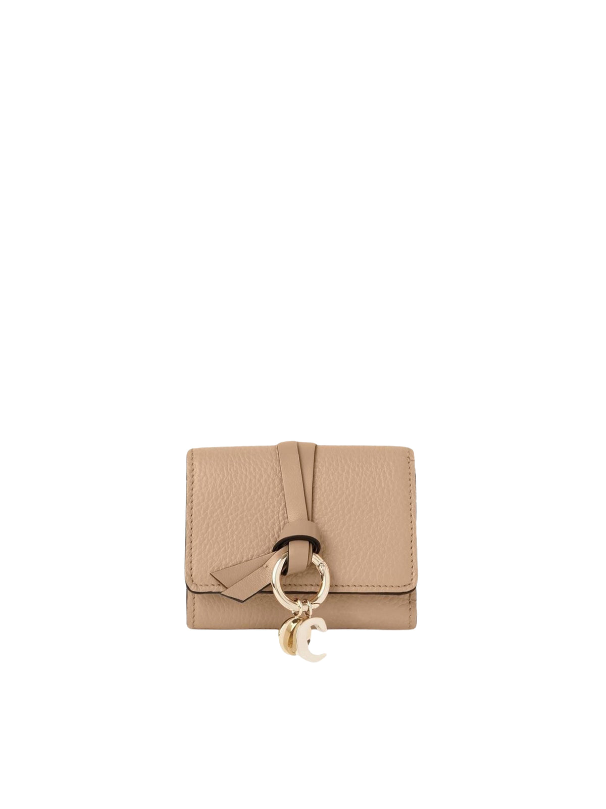 Mini portefeuille à trois volets Alphabet en cuir - Light Tan