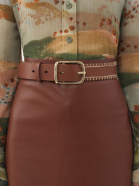 Ceinture moyenne Louela en cuir - Black