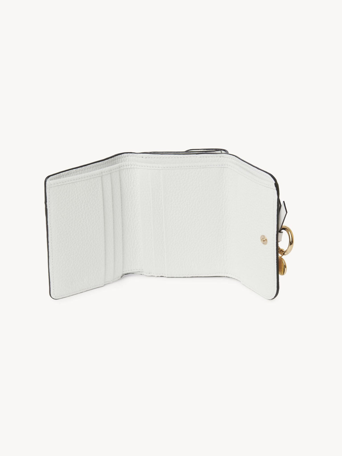 Portefeuille compact à trois volets Alphabet en cuir - Crystal White