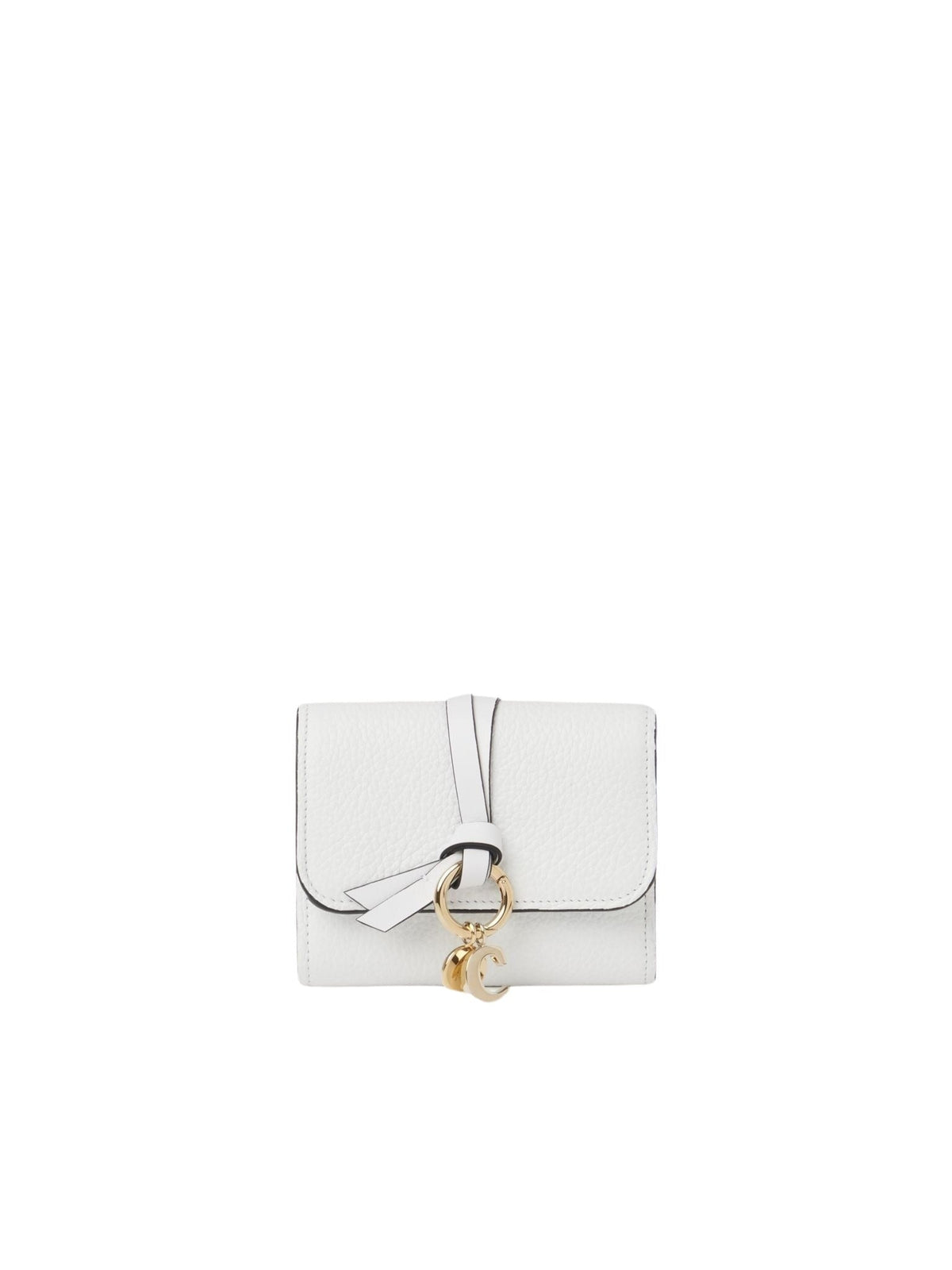 Portefeuille compact à trois volets Alphabet en cuir - Crystal White