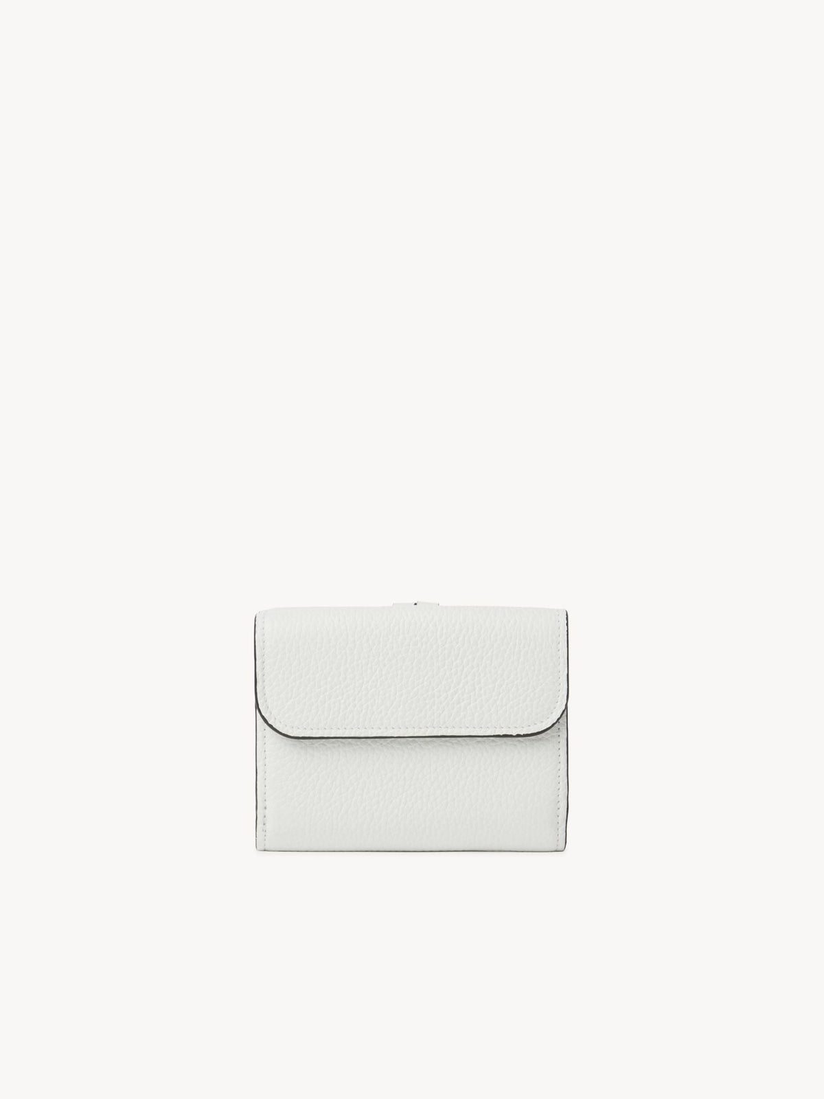 Portefeuille compact à trois volets Alphabet en cuir - Crystal White